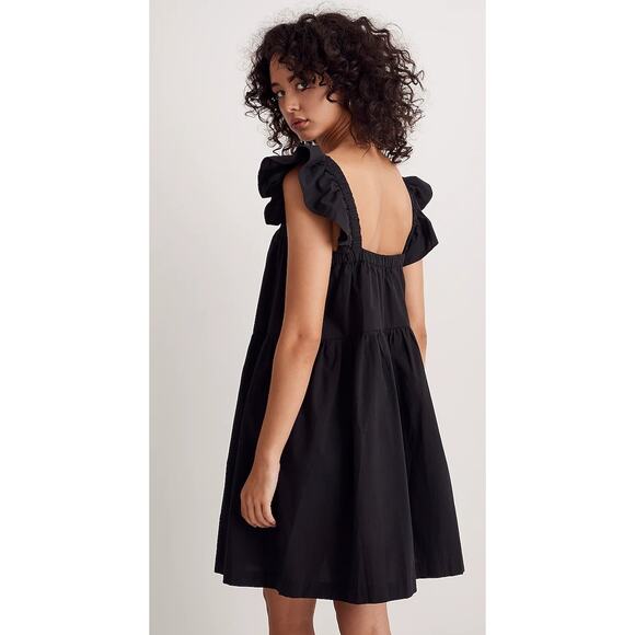 Madewell Flutter-Sleeve Square-Neck Mini Dress Size XS NWT - Picture 4 of 6